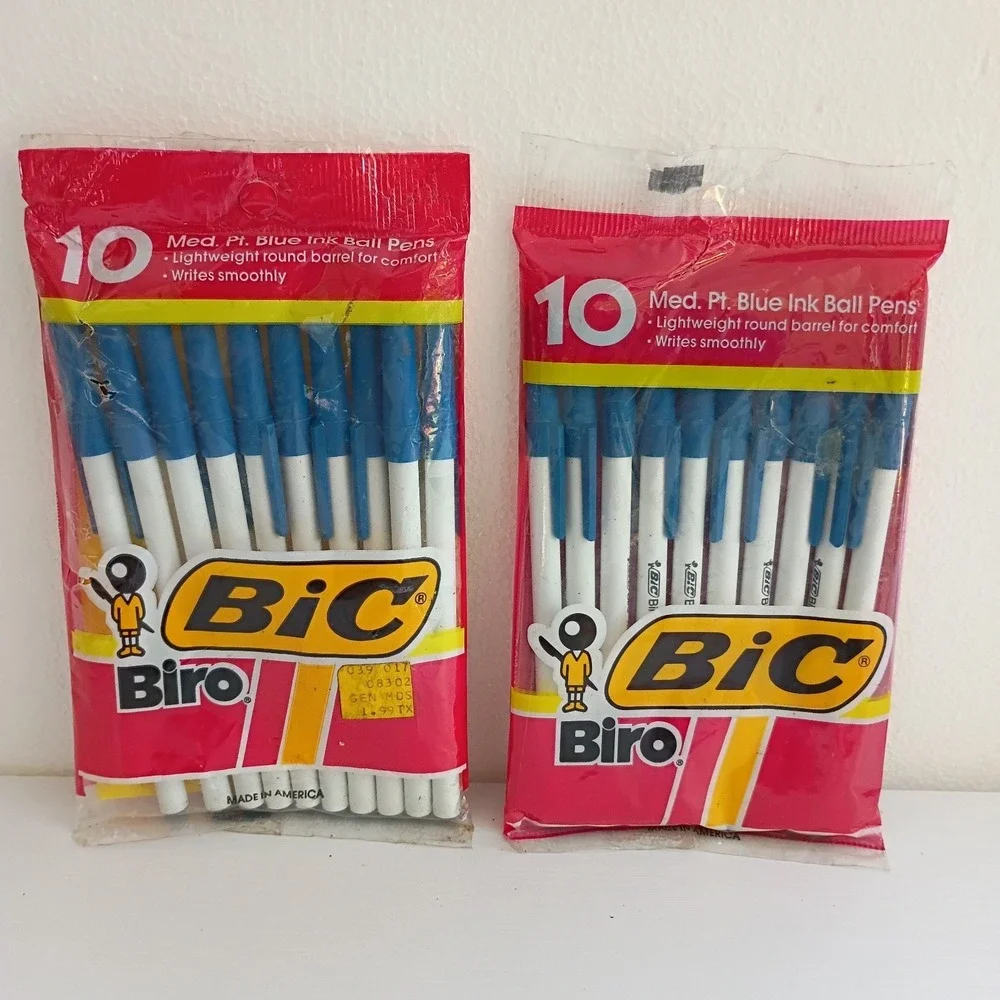 VTG Bic Biro Blue Ink Medium Point Ball Pens 2 Pckgs Of 10 Sealed New Old Stock